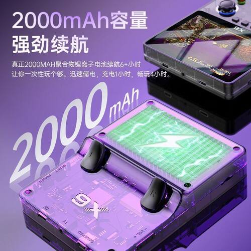 ASFC大屏掌机便携赛博透明新款风怀旧充电游戏机GB掌上朋克游戏机
