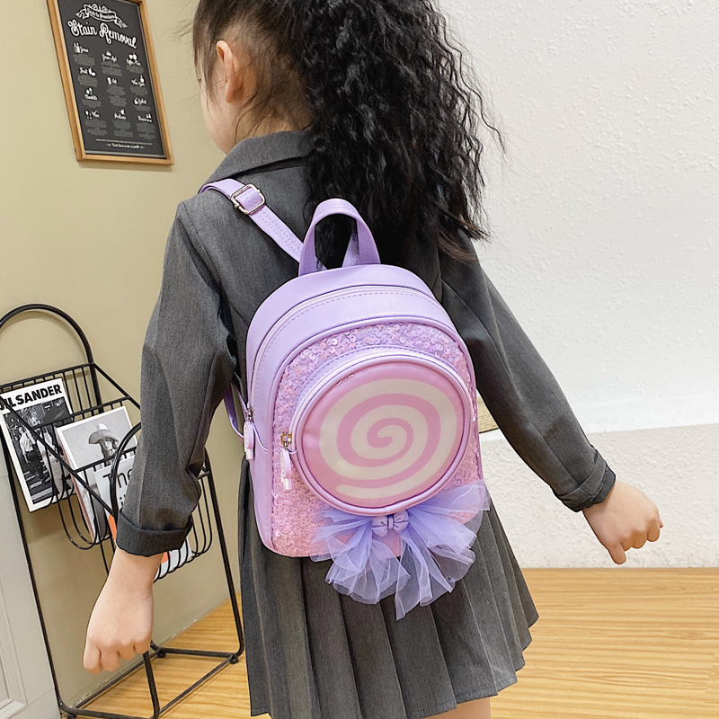 儿童背包女孩LED灯棒棒糖洋气时尚幼儿园女童出游2岁可爱果冻书包