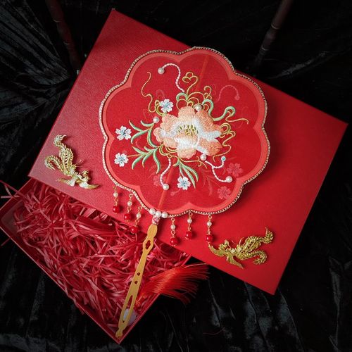 古风团扇新娘婚礼结婚手捧出嫁扇子汉服秀禾婚礼刺绣喜扇