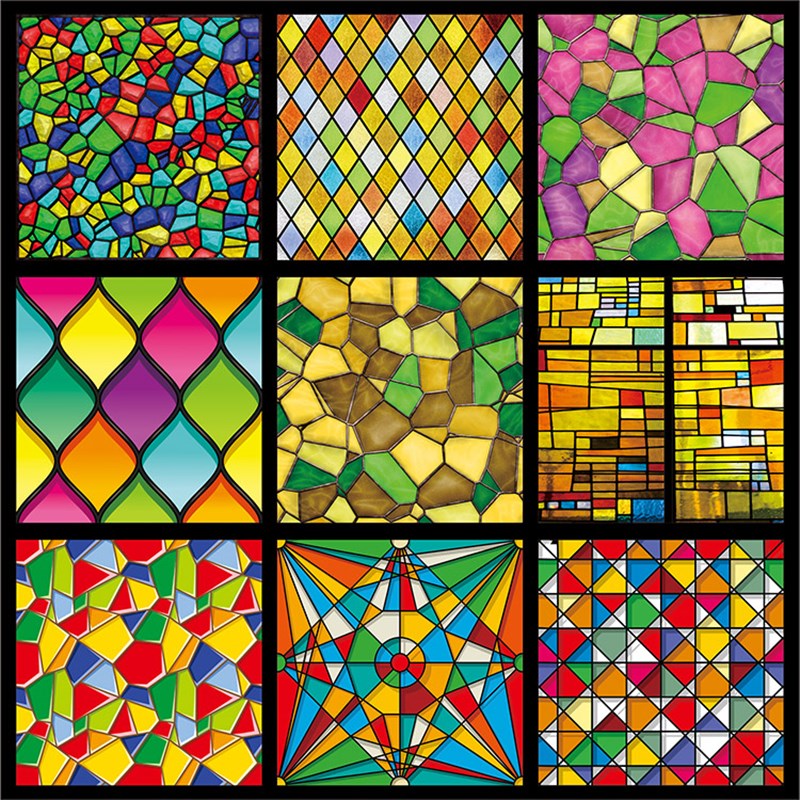 欧式彩色复古彩绘艺术静电磨砂玻璃贴膜衣橱柜门窗户窗花贴纸