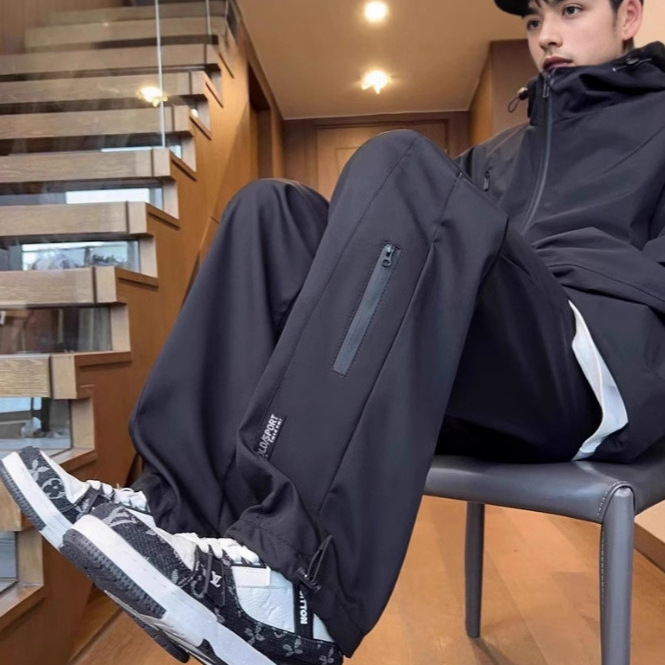 秋季登山户外冲锋裤男美式工装裤速干宽松束脚卫裤运动休闲裤子男