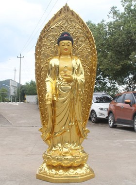 寺庙家用玻璃钢佛像 西方三圣佛像1.9米阿弥陀佛 观音 大势至菩萨