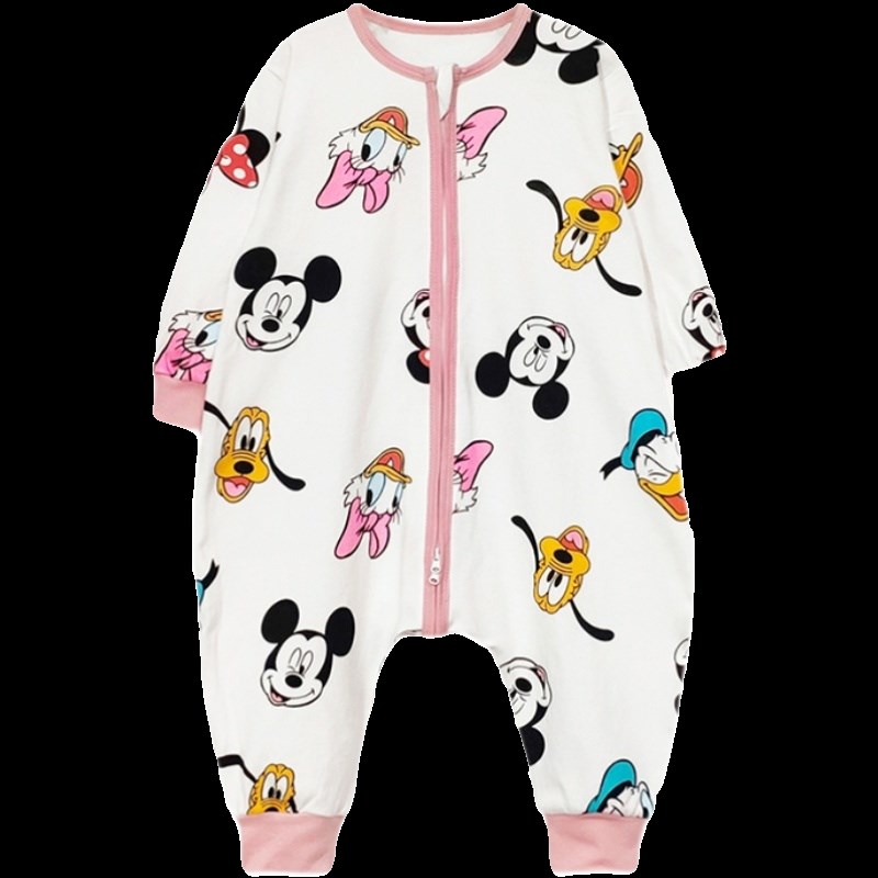 婴儿睡袋夏季薄款宝宝分腿防踢被儿童短袖连体无骨男女空调房睡衣