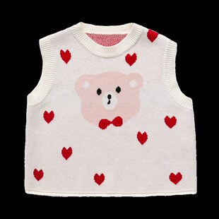 女童毛衣背心外穿2024春装新款儿童洋气小女孩春秋衬衫马甲两件套