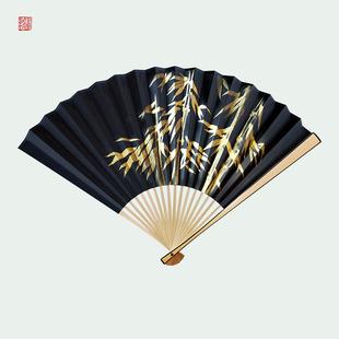 将进酒周边沈兰舟cos服配中国古风手绘折扇定制黑金汉服文创礼品