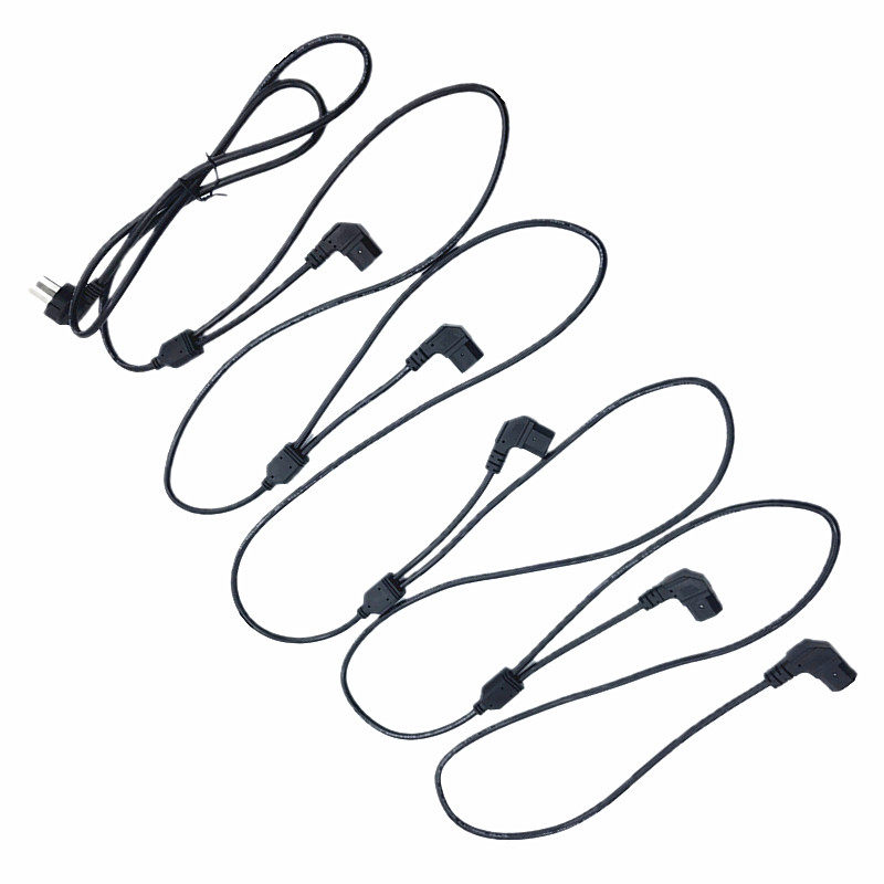 弯头一分五电源线电脑主机显示器电视机打印机90度一拖五品字尾线