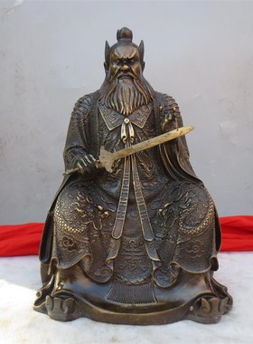 张天师精工张祖师纯黄铜摆件室内家用张陵祖师供奉神像摆放工艺品