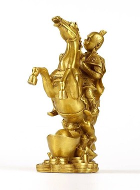 纯铜马上封侯摆件马上有钱马上发财办公室寓意招财马摆件客厅装饰