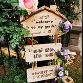 营业中欢迎挂牌双面连串木质店门牌个性 饰定制 创意家训花园庭院装