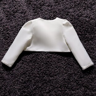 周岁外搭女童婚纱礼服裙长袖外套 儿童手工钉珠搭配公主裙披肩