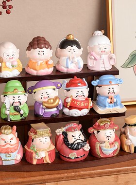 财神爷摆件家用入户玄关装饰客厅桌面办公室神仙小摆件开业送礼物