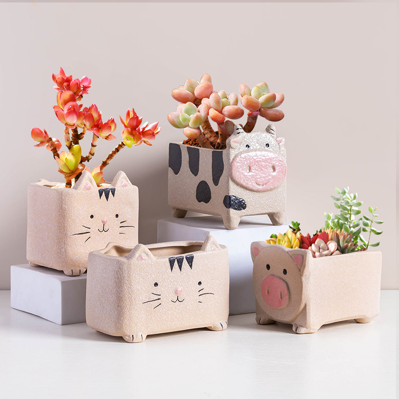 简约风陶瓷多肉花盆可爱小动物造型办公室桌面绿植花卉百搭种植器,鲜花速递/花卉仿真/绿植园艺,花盆,淘宝优惠券,粉丝福利购,淘宝优惠卷
