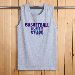 新款 T恤宽松休闲运动休闲砍袖 纯棉男装 无袖 潮流 汗衫 背心男加大码