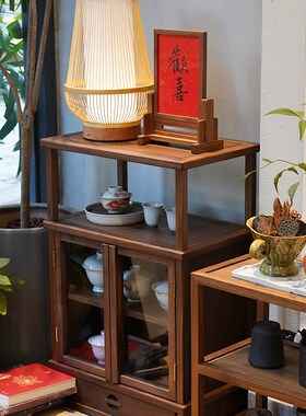 新中式实木飘窗阳台茶柜茶室家具柜席地榻榻米储V物柜收纳展示柜