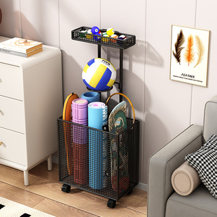 瑜伽垫收纳筐家用篮球收纳架运动体育健身器材收纳篮玩具置物架子