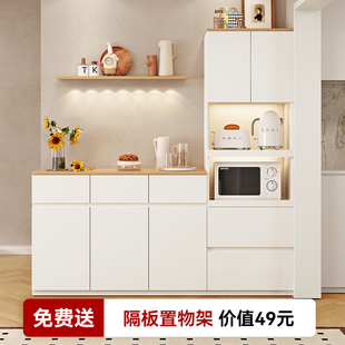 实木小户型餐柜一体靠墙家用客厅茶水柜厨房微波炉置物整体橱 日式