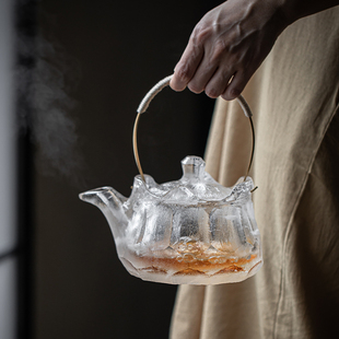 原矿水晶茶壶提梁壶耐高温电陶炉加厚煮茶器烧水壶高档精致煮茶壶