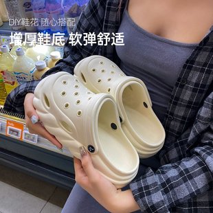 厚底增高沙滩凉鞋 山姆优选踩屎感包头拖鞋 新款 女外穿洞洞鞋 年夏季
