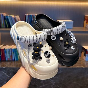 外穿夏季 山姆优选新女款 洞洞鞋 新款 增高踩屎感沙滩防滑包头凉拖鞋