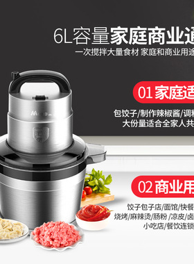 L大容量绞肉机家用电动碎菜绞馅机打肉泥辣椒蒜蓉商用L