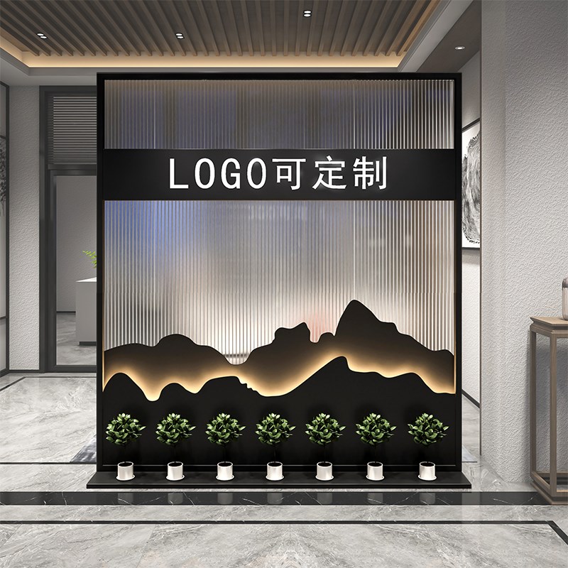 端屏风背景墙公司进门遮挡落地形象墙商用