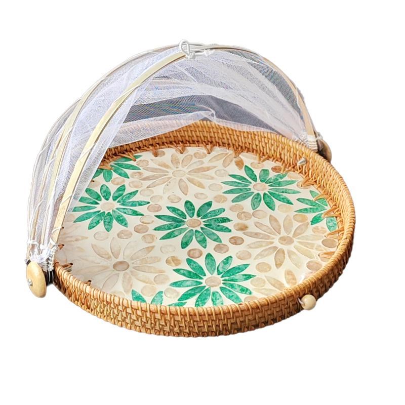 藤颜木语 藤贝餐桌罩家用折叠饭菜罩子剩菜盖菜罩防尘防蝇防虫筐