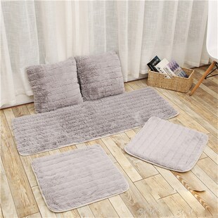 汽车坐垫毛绒座垫通用防滑五座三件单片长条后座带卡扣水洗