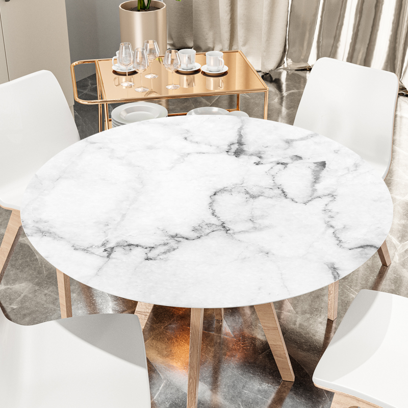 仿大理石小圆桌布防水防油免洗pc软玻璃桌垫防烫圆形茶几台面布