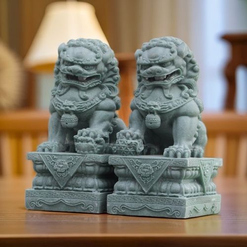 石狮子一对石雕青砂石狮子小号家用看门石雕装饰品门前造景