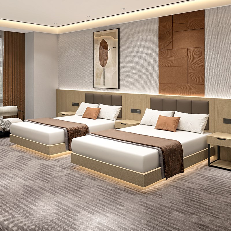酒店床宾馆家具标间全民宿旅馆客房大床公寓酒店悬浮式大床