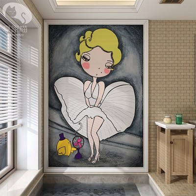 卡通梦露卫生间瓷砖图案个性浴室厕所墙砖定制餐厅艺术岩板背景墙