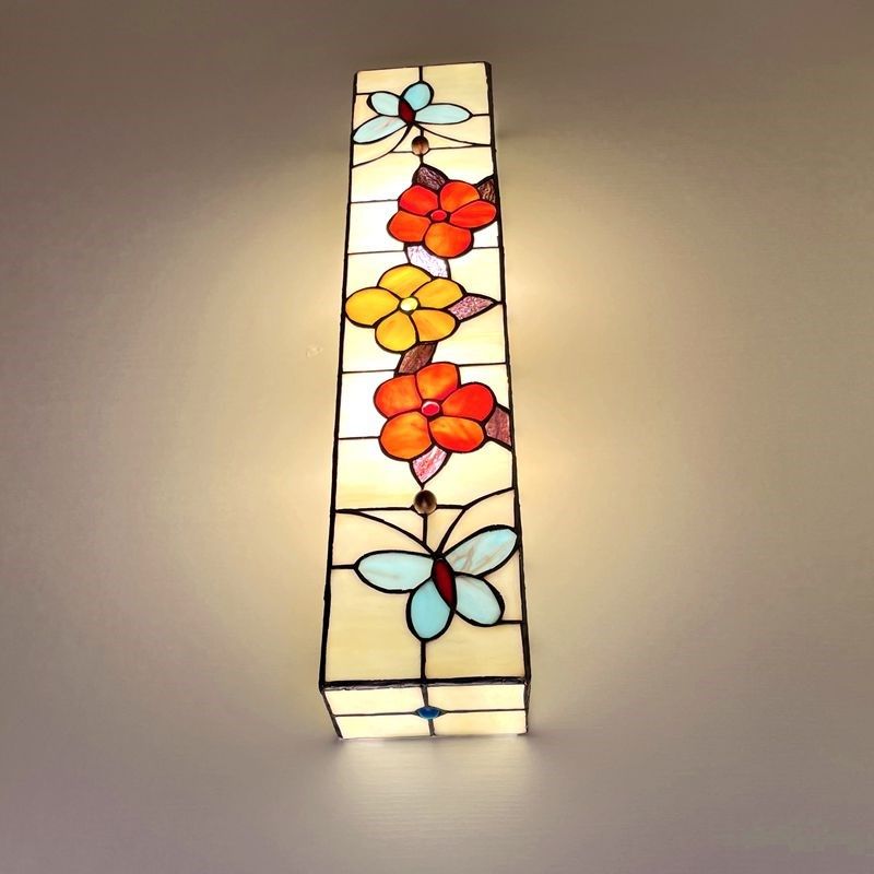 欧式玻璃壁画灯客厅背景墙装饰灯卧室床头灯镜前灯长方形温馨壁灯