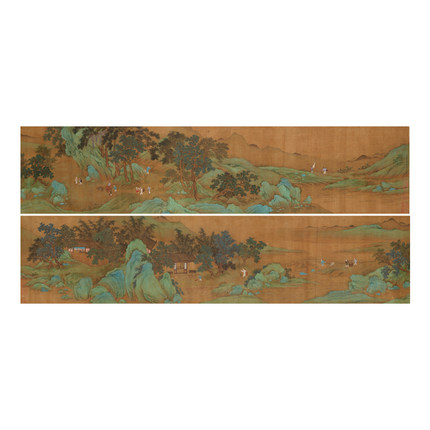 刘松年深山隐居图青绿山水画临摹范本中式装饰画艺术微喷绢布画心