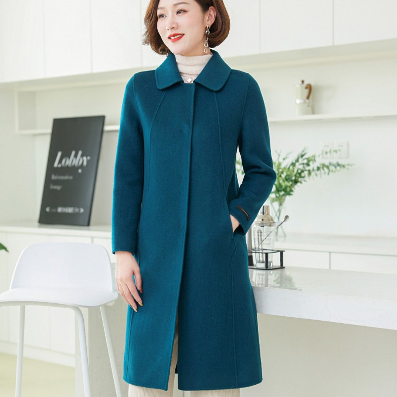 孜洋秋冬新款百分百双面绵羊毛大衣高端显瘦气质百搭8018