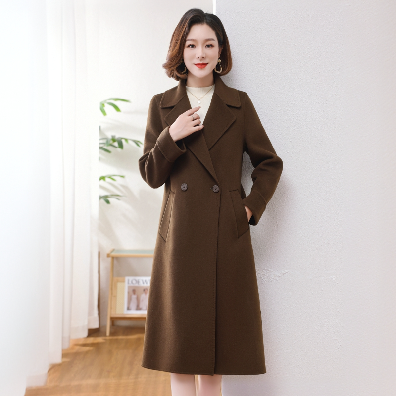 孜洋秋冬新款百分百双面绵羊毛大衣高端显瘦气质百搭2408