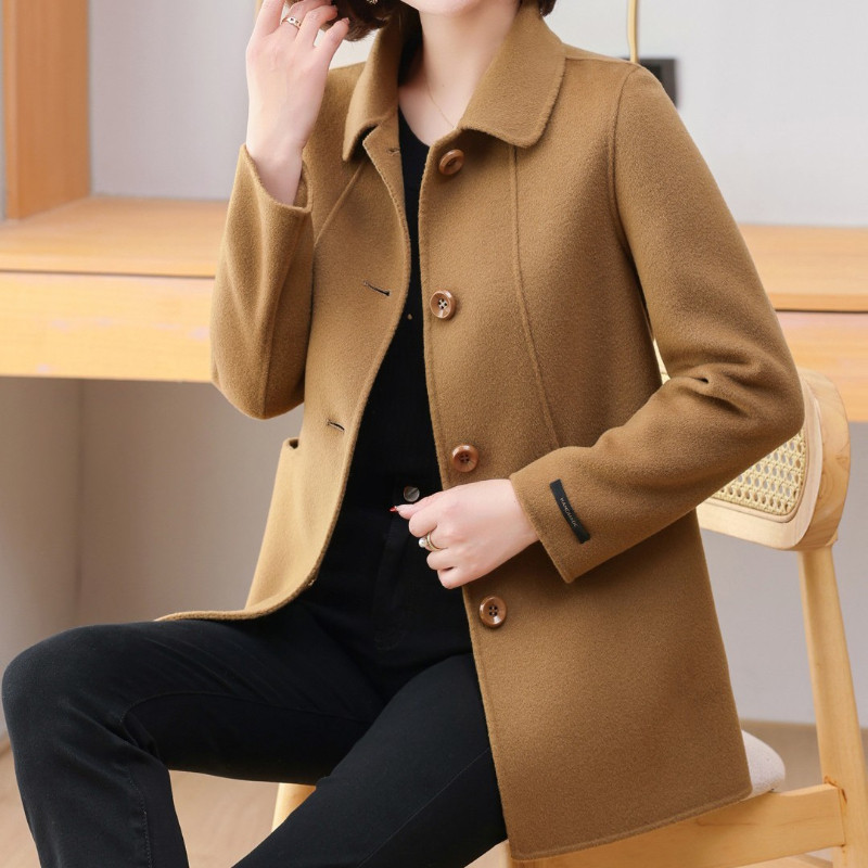 孜洋秋冬新款百分百双面绵羊毛大衣高端显瘦气质百搭6619