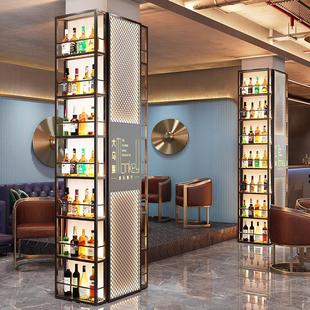 酒吧酒架商用柱子壁挂工业风灯箱装饰啤酒展示台架铁艺发光红酒柜