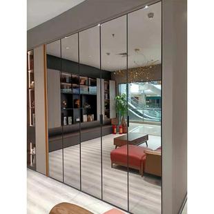 镀膜玻璃柜门定制隐框钢化玻璃镜面镜子柜门铝合金书柜衣帽间酒柜