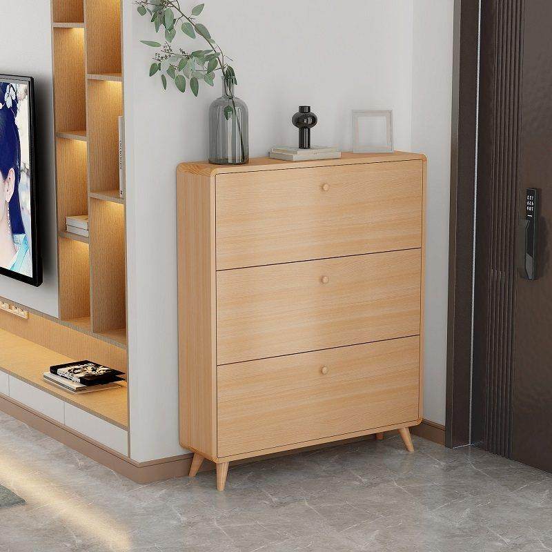 北欧超薄鞋柜翻斗式15cm全实木简约现代小户型家用门口经济型入户