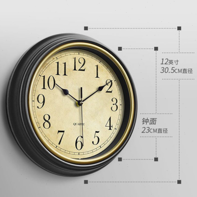 欧式钟表挂客厅挂墙家用美式复古挂钟静音时钟装饰品石英钟免打孔