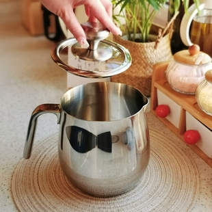 出口德货0不锈钢高深奶锅加厚复底家用大容量咖啡壶拉花杯奶杯