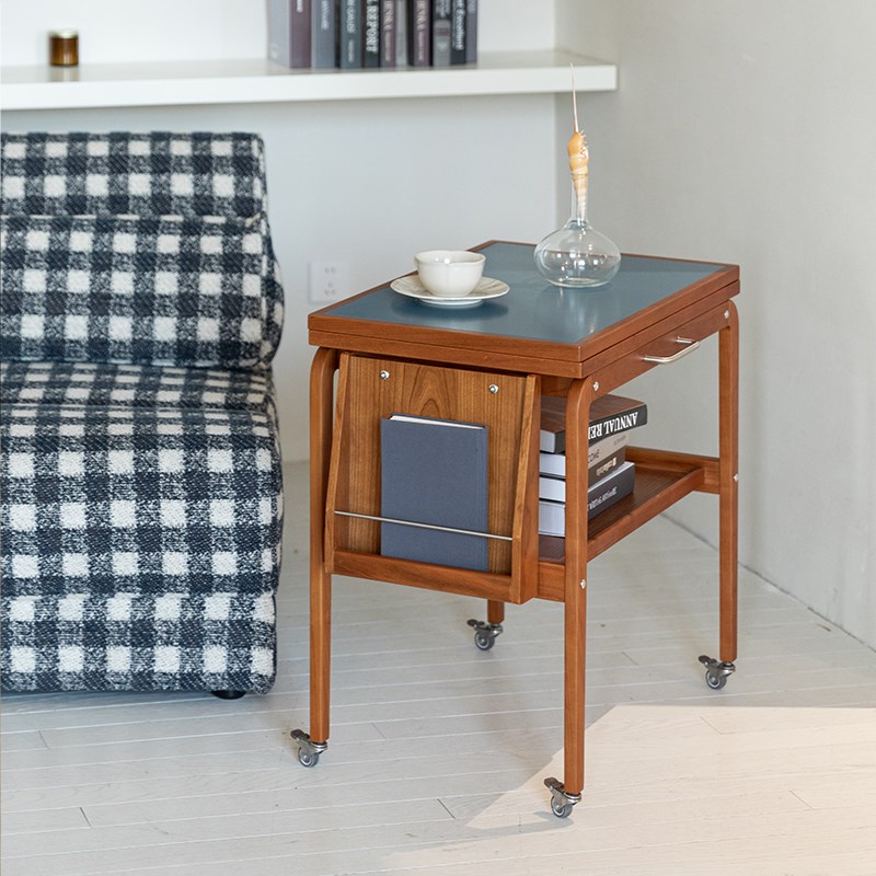 集木室物所伊瑟琳推车客厅家用可移动折叠茶几沙发边几小户型实木