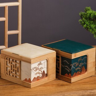 创意竹制明前龙井方包茶叶包装盒空礼盒绿茶龙井茶通用礼空盒