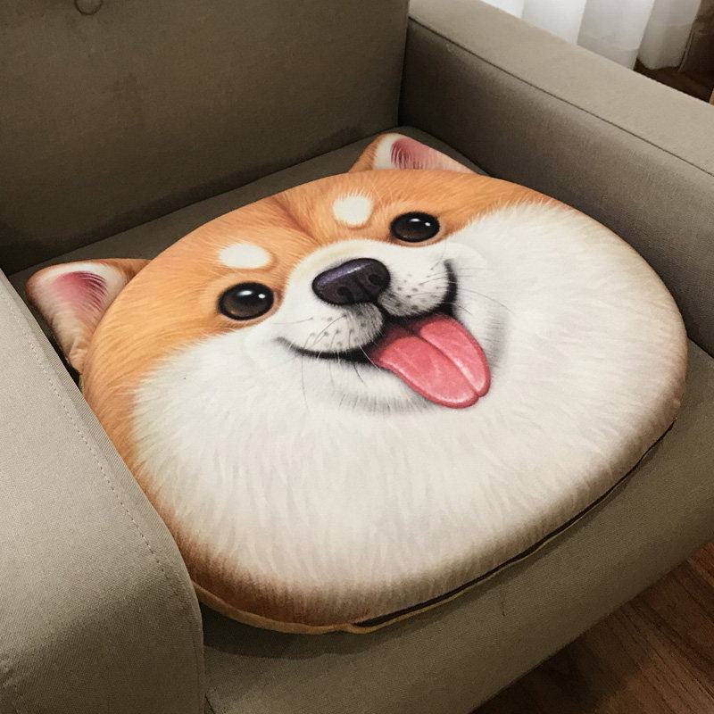 D二哈坐垫dog神烦狗头座椅垫柴犬屁股垫创意哈士奇飘窗垫打坐垫