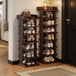 实木窄鞋架小型入户门口多层家用置物架简易结实耐用鞋子收纳神器