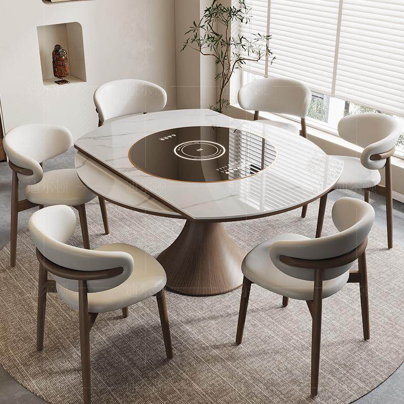 实木岩板餐桌多功能电磁炉火锅一体可变圆桌圆形家用小户型吃饭桌,住宅家具,岩板餐桌,淘宝优惠券,粉丝福利购,淘宝优惠卷