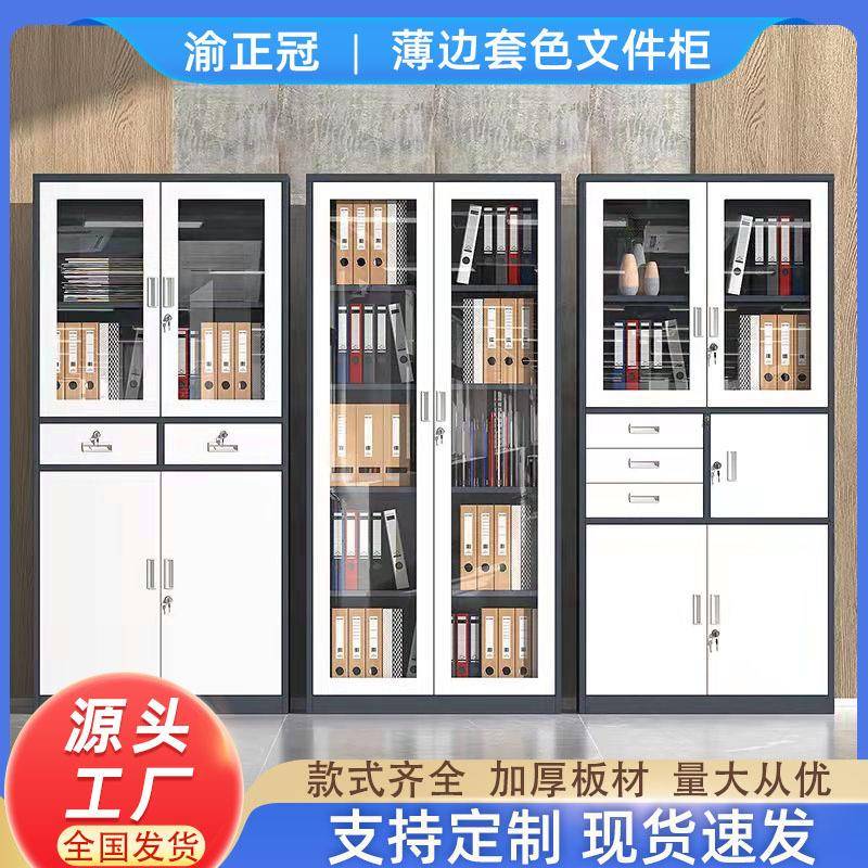套色文件柜拆装薄边文件柜办公室钢制铁皮凭证柜资料档案柜窄边柜