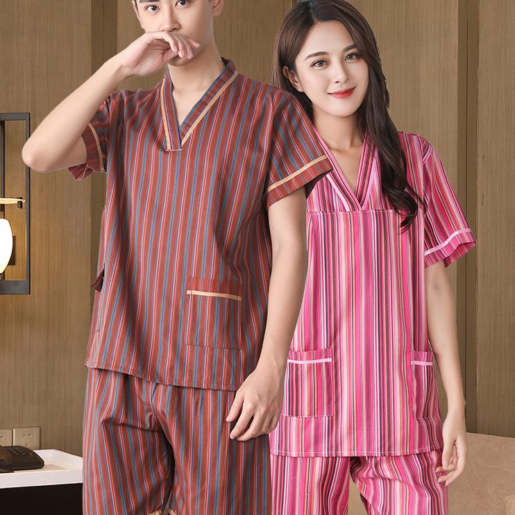 纯棉情侣装加肥浴全棉服汗蒸服女蒸男款服桑拿按摩衣服汉大码按摩