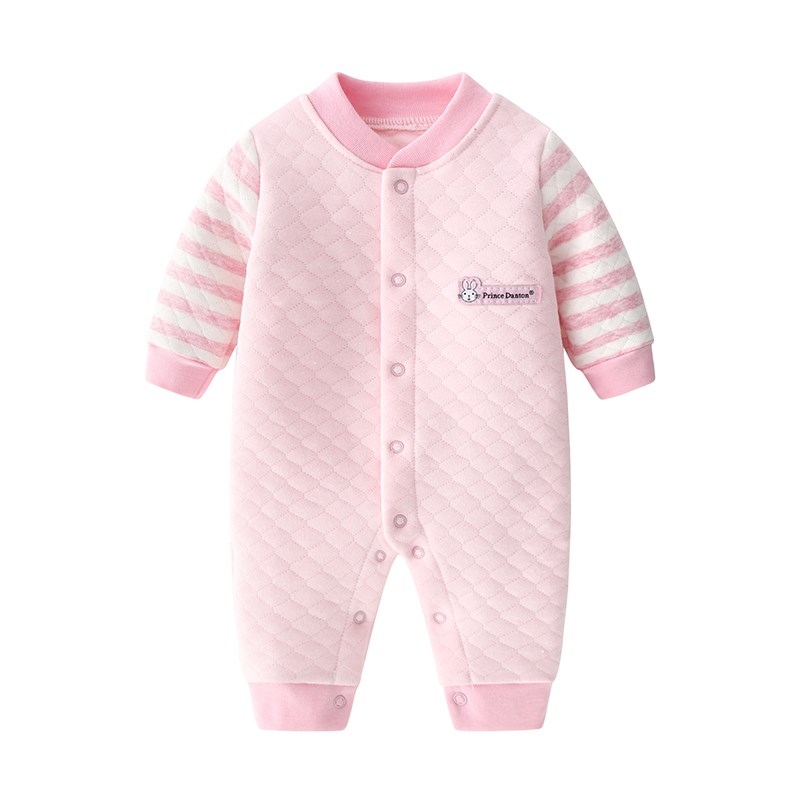 新生婴儿连体衣秋冬季套装夹棉加厚保暖衣服0-1岁宝宝冬装棉睡衣