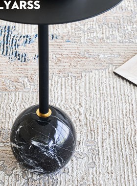 LLYARSS利亚斯/圆形茶几/意式极简/大理石+碳素钢/沙发圆形边几SG